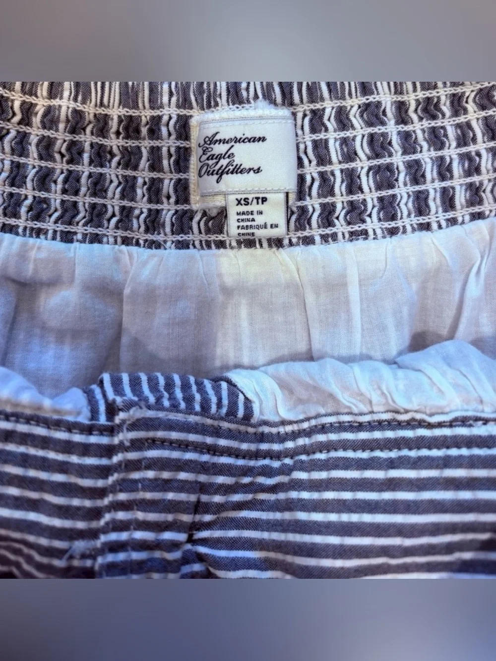 American Eagle Blue White Stripe Button Front Mini Skirt XS